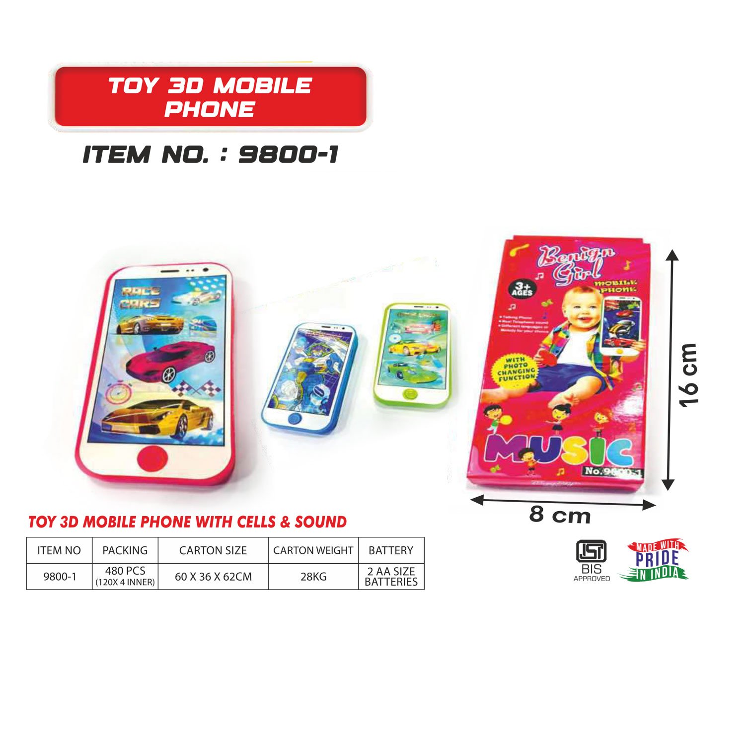 Toy 3D Mobiles Phone